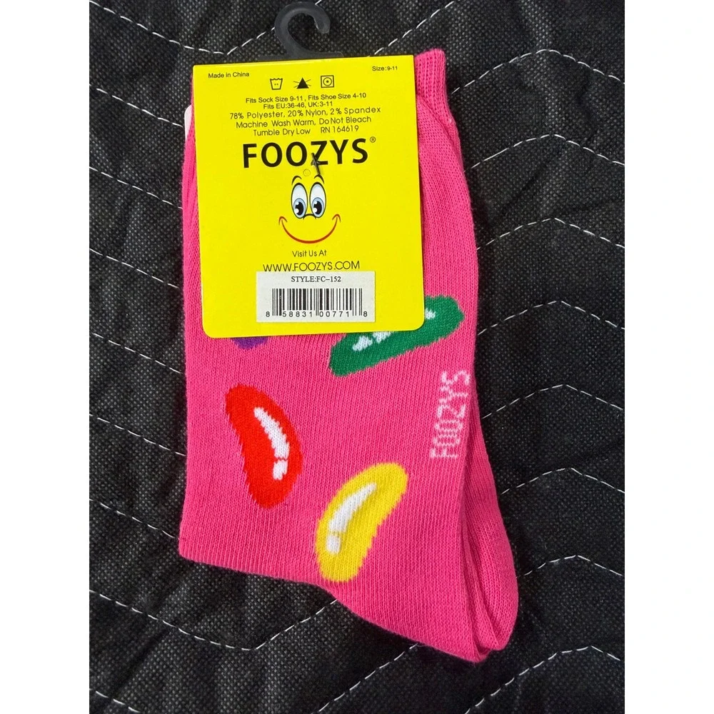 Foozys Crew Socks Women 9-11 Pink NWT Jelly Bean Candy Novelty Print FC-152‎